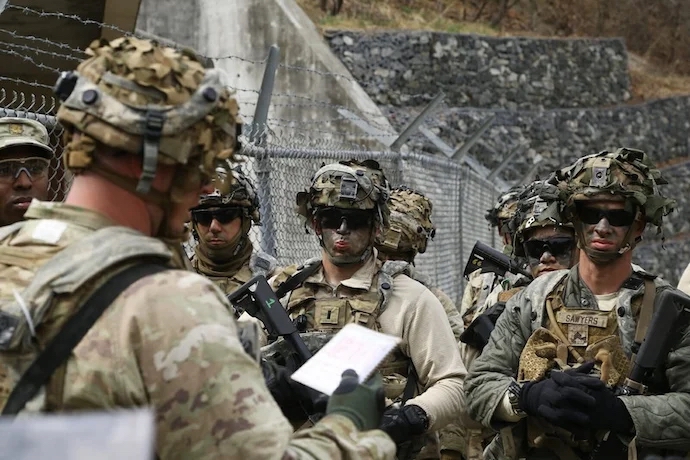 U.S. troops stationed in South Korea during training exercises