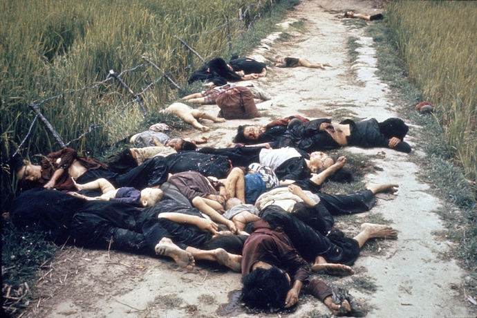 Photo taken by United States Army photographer Ronald L. Haeberle on March 16, 1968 in the aftermath of the Mỹ Lai Massacre showing mostly women and children dead on a road