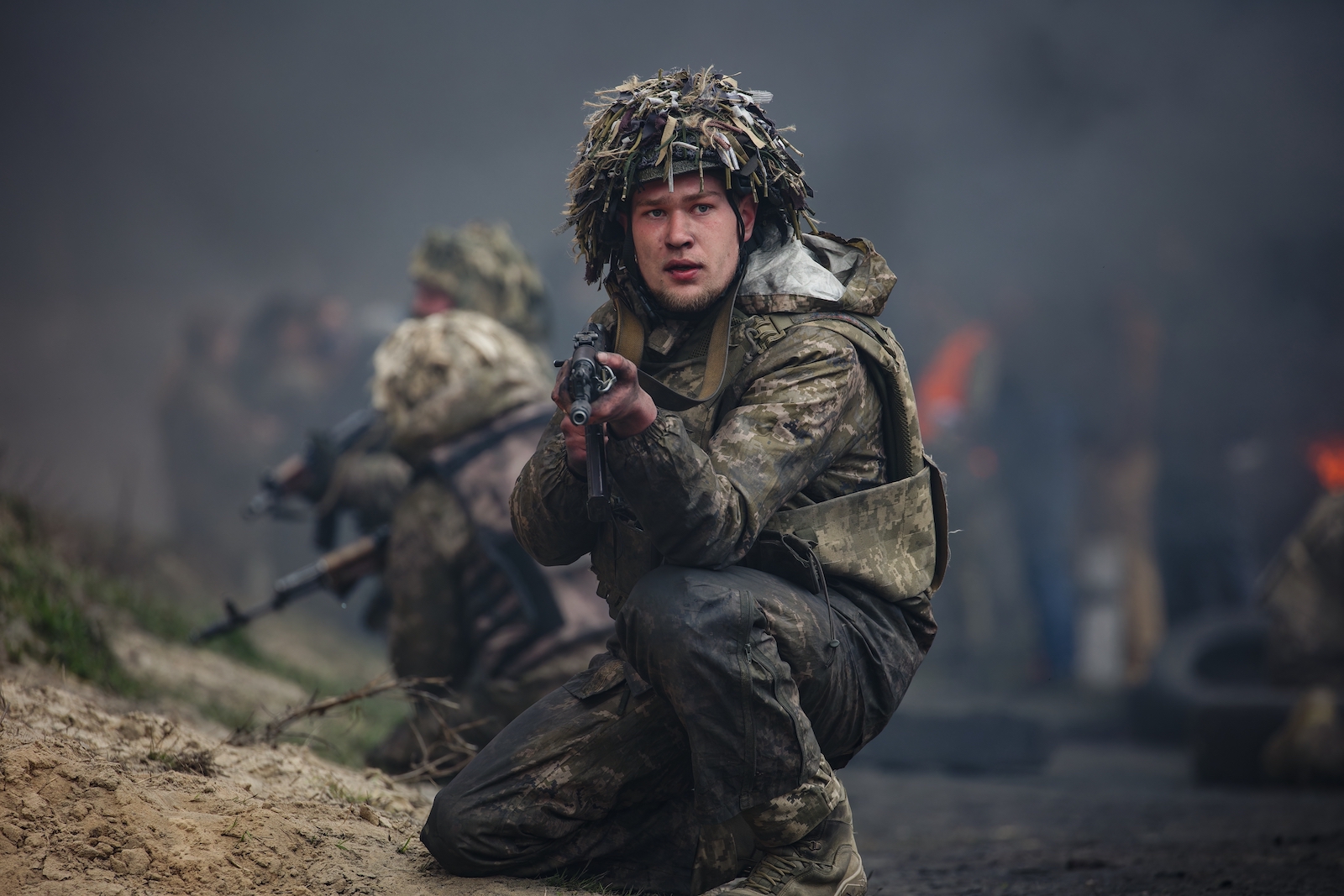 Ukrainian soldiers during training