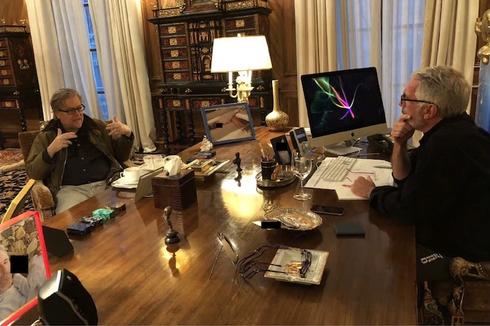 Steve Bannon with Jeffrey Epstein