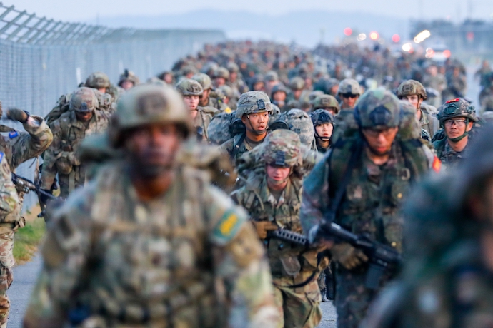U.S. and Korean soldiers during training in 2025